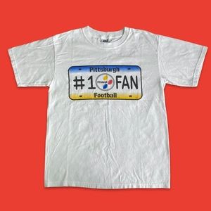 Vintage Y2K Pittsburgh Steelers #1 Fan License Plate Short Sleeve T-Shirt